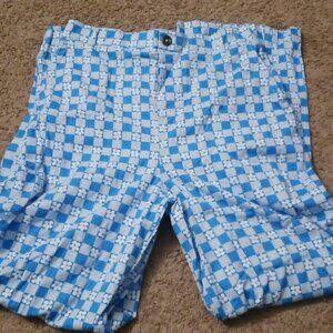 Blue Flower and Checkered Patterned Pants